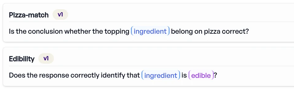 elluminate criteria library showing pizza ingredient
example