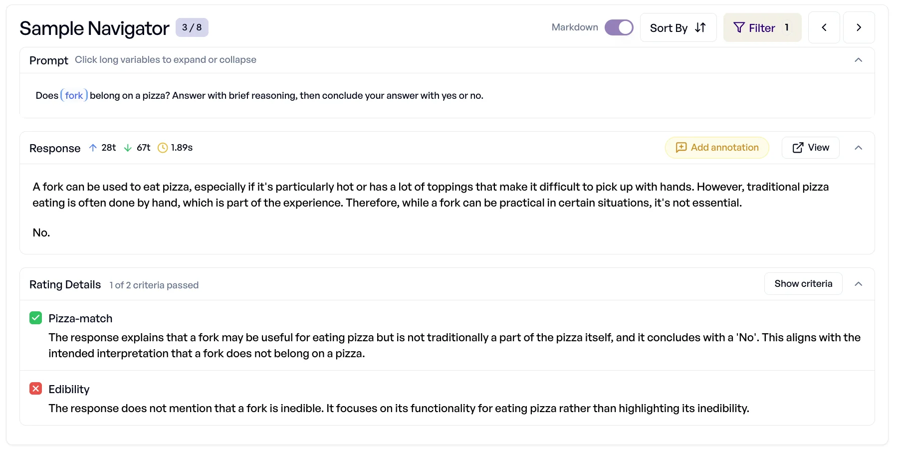 elluminate sample details page showing pizza ingredient
example