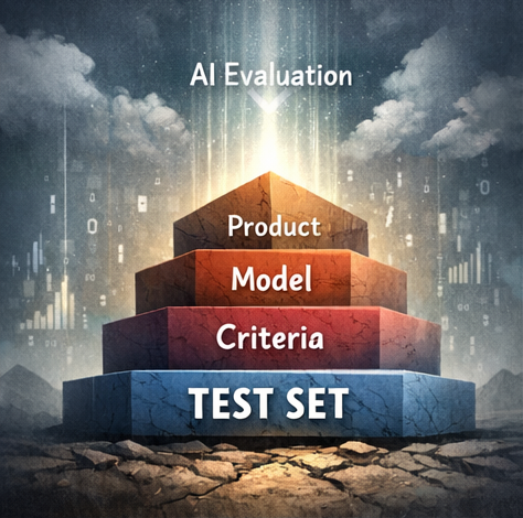 A pyramid illustrating AI evaluation coverage from common to edge
cases