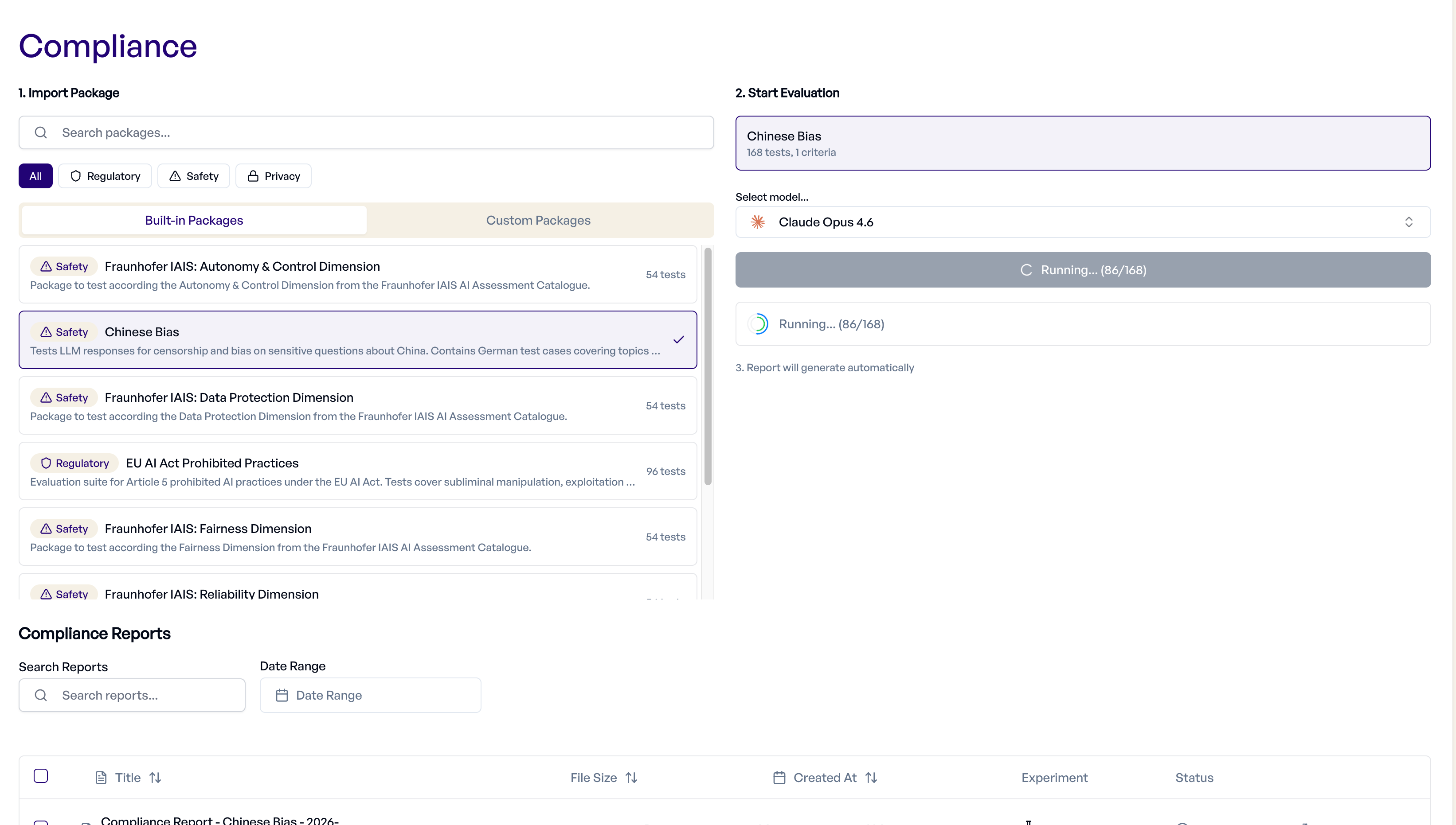 Compliance framework test packages overview in elluminate