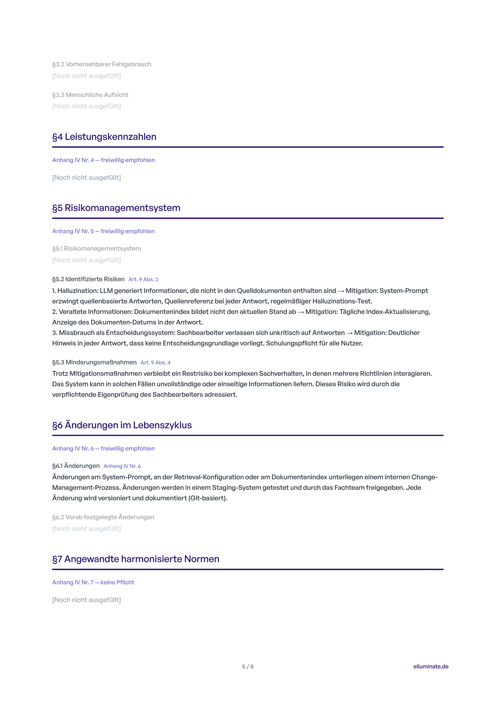 Sections with gap markings and partially filled risk assessments